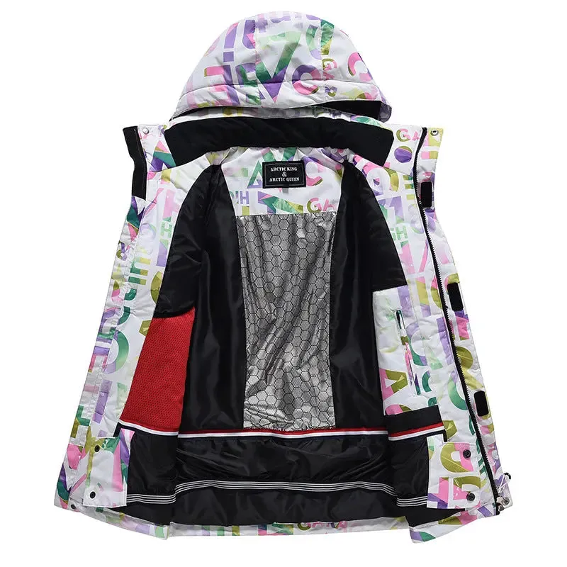 Unisex Patchwork Ski Snow Jacket & Bibs Outdoor Snowwear