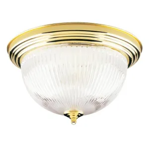 Westinghouse 6628200 2 Light Flush Polished Brass Finish with Crystal Ribbed Glass